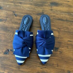 VIVAIA Pointed-Toe Knot Sandals Blue White Stripe size EU/37 US/6.5